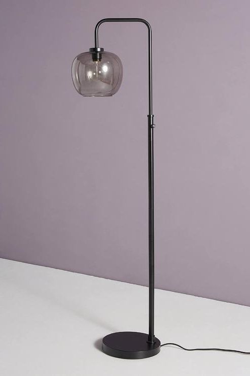 2019 Smoke Glass Standing Lamps In Ashton Curved Smoked Glass Black Floor Lamp (View 5 of 15)