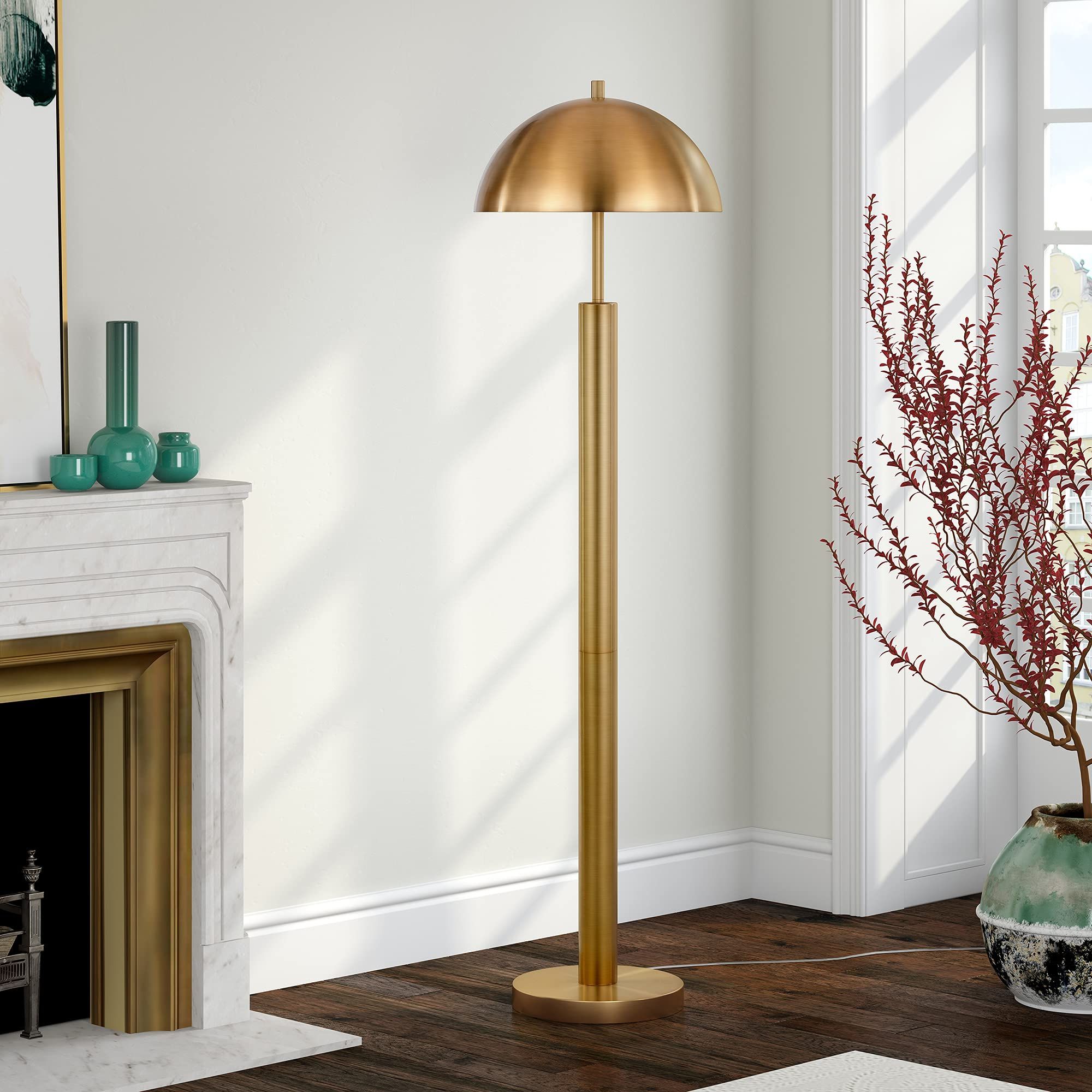 2019 York 58" Tall Floor Lamp With Metal Shade In Brass/brass – – Amazon Pertaining To Steel Standing Lamps (View 7 of 15)