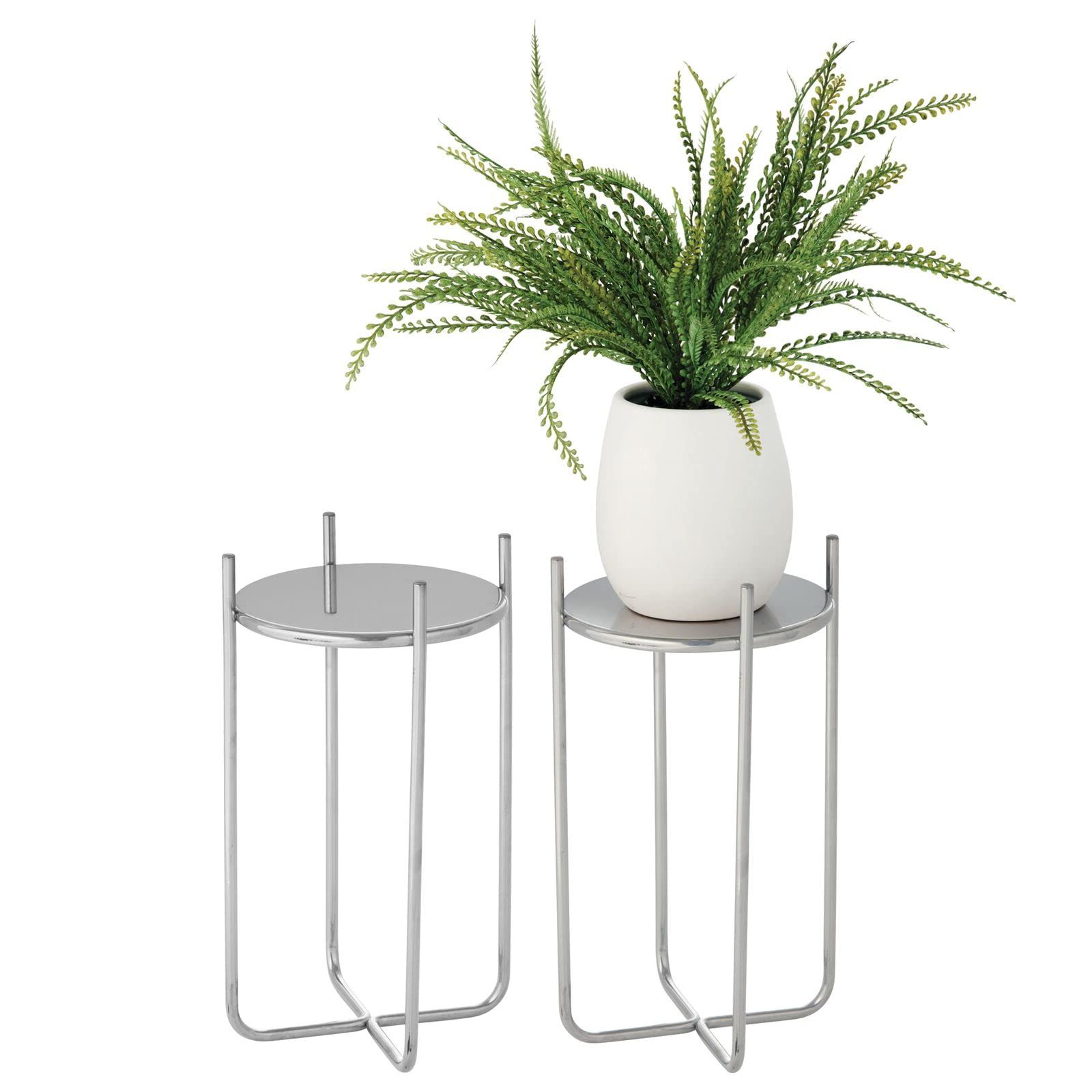2020 Amazon: Mdesign Metal Steel Modern 15 Inch Tall Plant Stand, Planter  Holder, W/modern Crisscross Design For Table, Floor; Holds Indoor/outdoor  Plants, Flower Pot – Omni Collection – 2 Pack – Chrome : With 15 Inch Plant Stands (View 5 of 15)