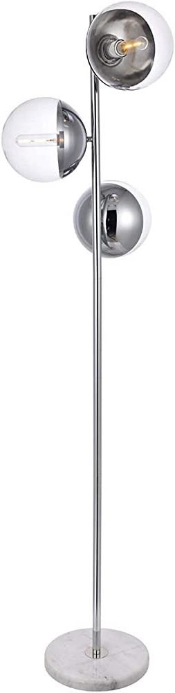 2020 Chrome Finish Metal Standing Lamps With Regard To Floor Lamps 3 Light Fixtures With Chrome Finish Metal/glass/marble Material  E26 Bulb 18" 120 Watts – – Amazon (View 2 of 15)