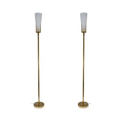 2020 Frosted Glass Standing Lamps In White Frosted Glass Shades On Brass Tall Floor Lamps, Set Of 2 For Sale At  Pamono (View 6 of 15)