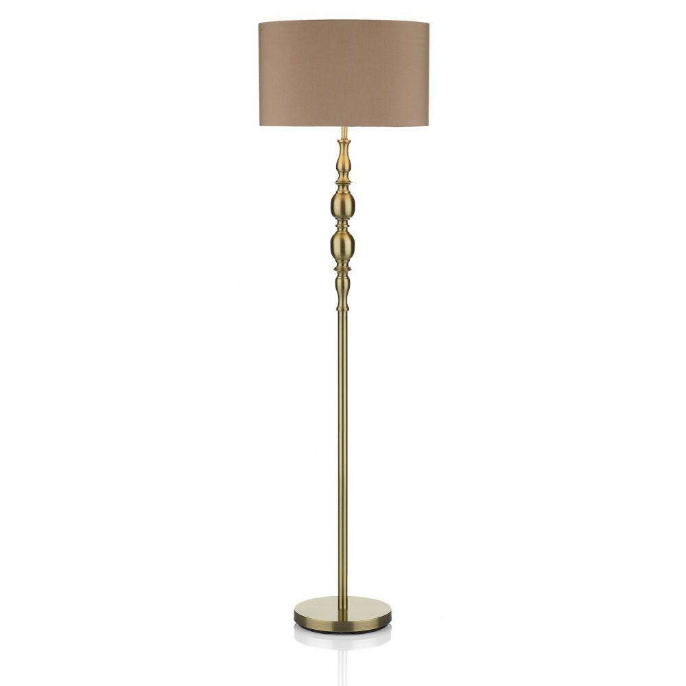 2020 Standard Antique Brass Floor Lamp Complete With Shade Pertaining To Satin Brass Standing Lamps (View 7 of 15)