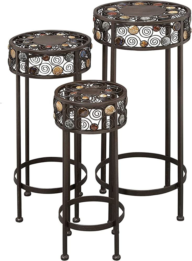 24 Inch Plant Stands With Well Liked Deco 79 Metal/ceramic Plant Stand 28 Inch, 24 Inch, 20 Inch, Set Of  (View 6 of 15)