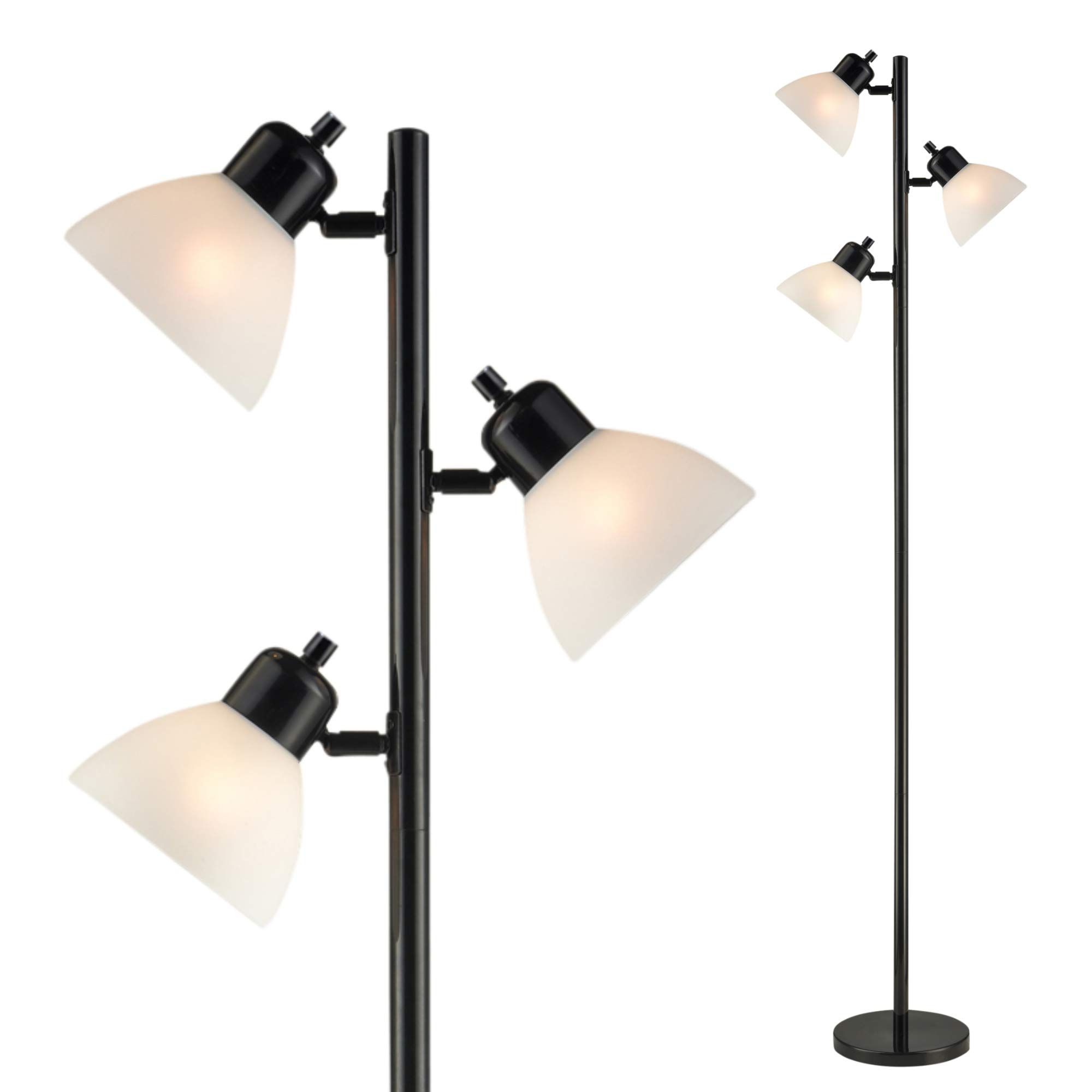 3 Light Standing Lamps Inside Most Recent Lightaccents Dorm 3 Light Floor Lamp – Tree Industrial Modern Style Standing  Multi Head Pole Lamp With Adjustable Lights – Standing Lamps For Office –  Tall Lamp Torchiere – Black Finish – – Amazon (View 1 of 15)