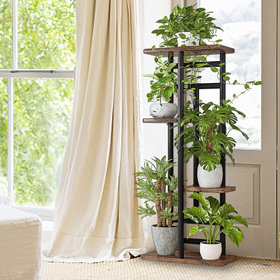 4 Tier Plant Stands Intended For Favorite Amazon: Ingiordar Plant Stand 4 Tier 5 Potted Indoor Corner Tiered Plant  Organizer Metal Flower Pot For Display Multiple Plants Storage Garden  Balcony Living Room, Black : Patio, Lawn & Garden (View 1 of 15)