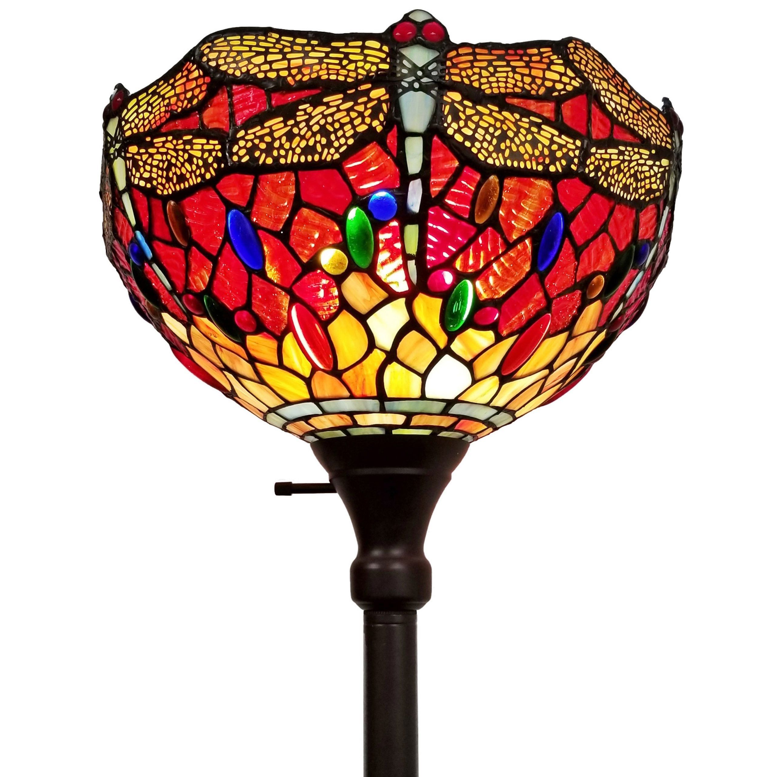 72 Inch Standing Lamps With Regard To Well Known Tiffany Style Floor Lamp Torchiere Standing 72" Tall Stained Glass White  Dragonfly Bedroom Reading Am040fl14b Amora Lighting – Overstock –  (View 12 of 15)