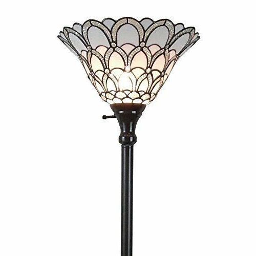 74 Inch Standing Lamps Intended For Well Known Jewel Floor Torchiere Stand Lamp 72in Knob Switch White Tiffany Style Up  Shade (View 8 of 15)