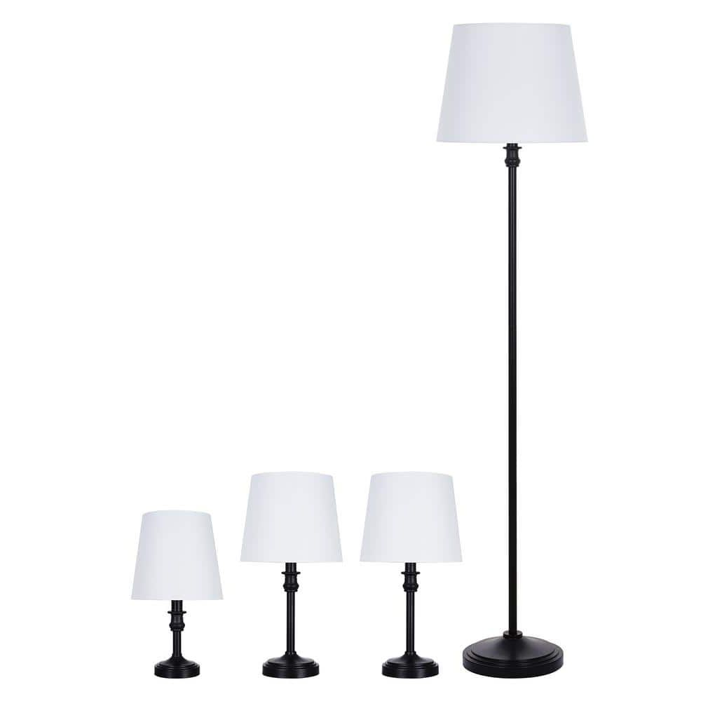 Alsy 57 In. Black Floor Lamp, Two 18 In. Table Lamps And 14 In (View 9 of 15)