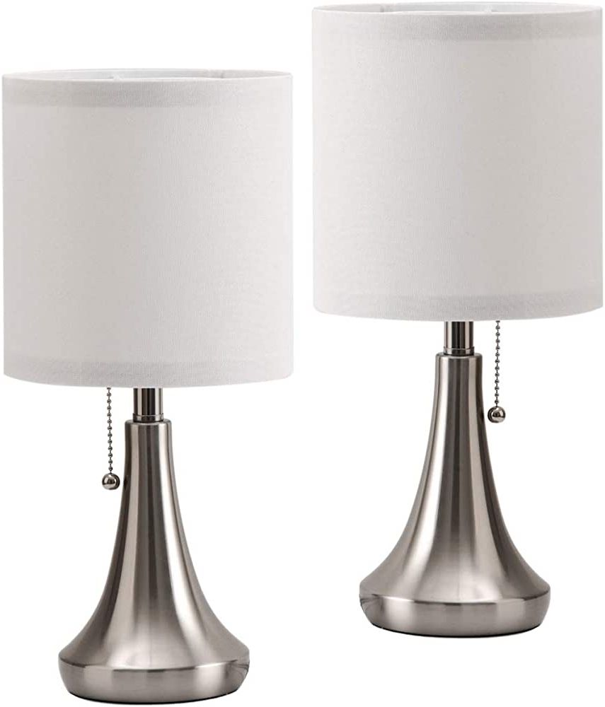Amazon: Amuv Nightstand Lamps For Bedrooms Set Of 2,small Bedside Lamp,end  Table Lamps Set Of 2, Mini Lamps For Living Room Table Top,white Shade,pull  Chain Switch,bulb Not Included : Everything Else Pertaining To Preferred Standing Lamps With Dual Pull Chains (View 8 of 15)