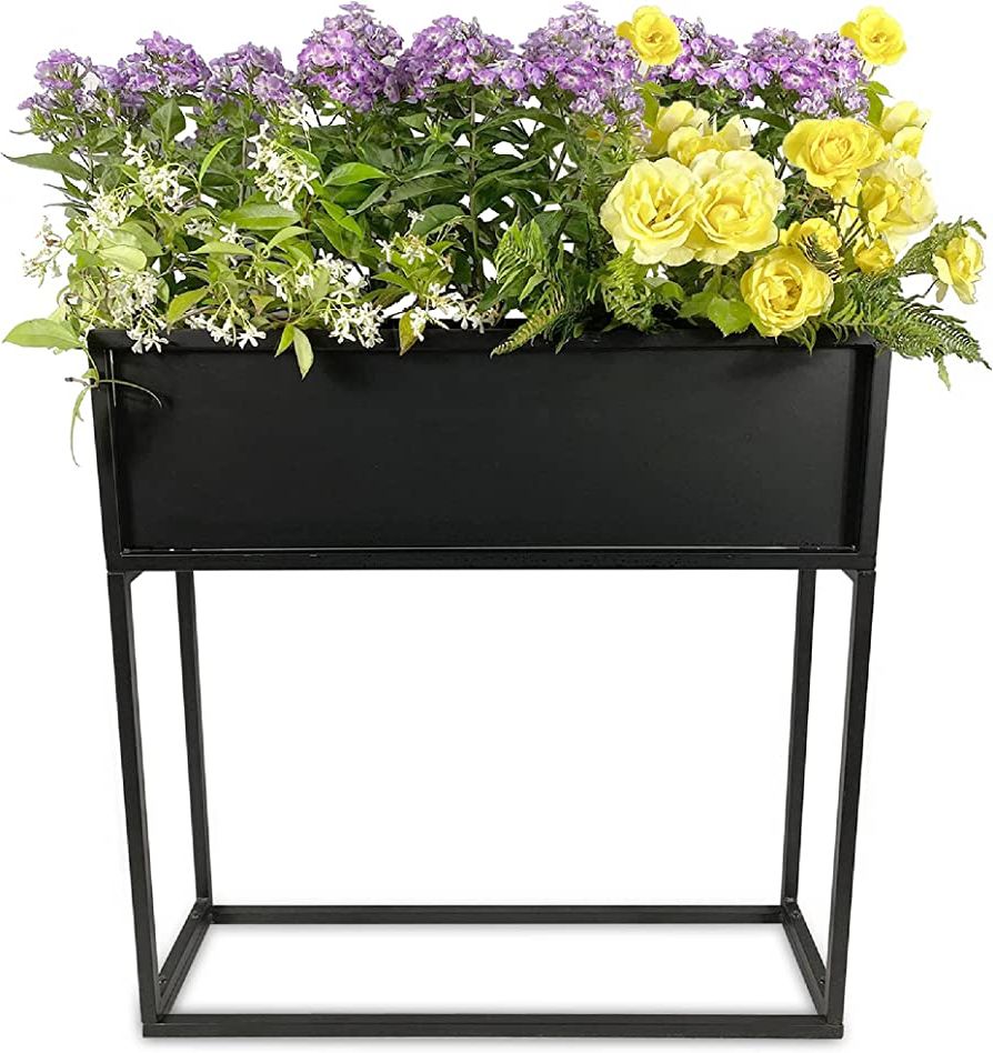 Amazon : Cocoyard Modern Elevated Metal Rectangular Planter Box –  Planters For Outdoor Plants – Made Durable And Resilient Metal – Indoor  Outdoor Plant Stand – Ideal For Garden Decor, Backyard And With Favorite Plant Stands With Flower Box (View 5 of 15)