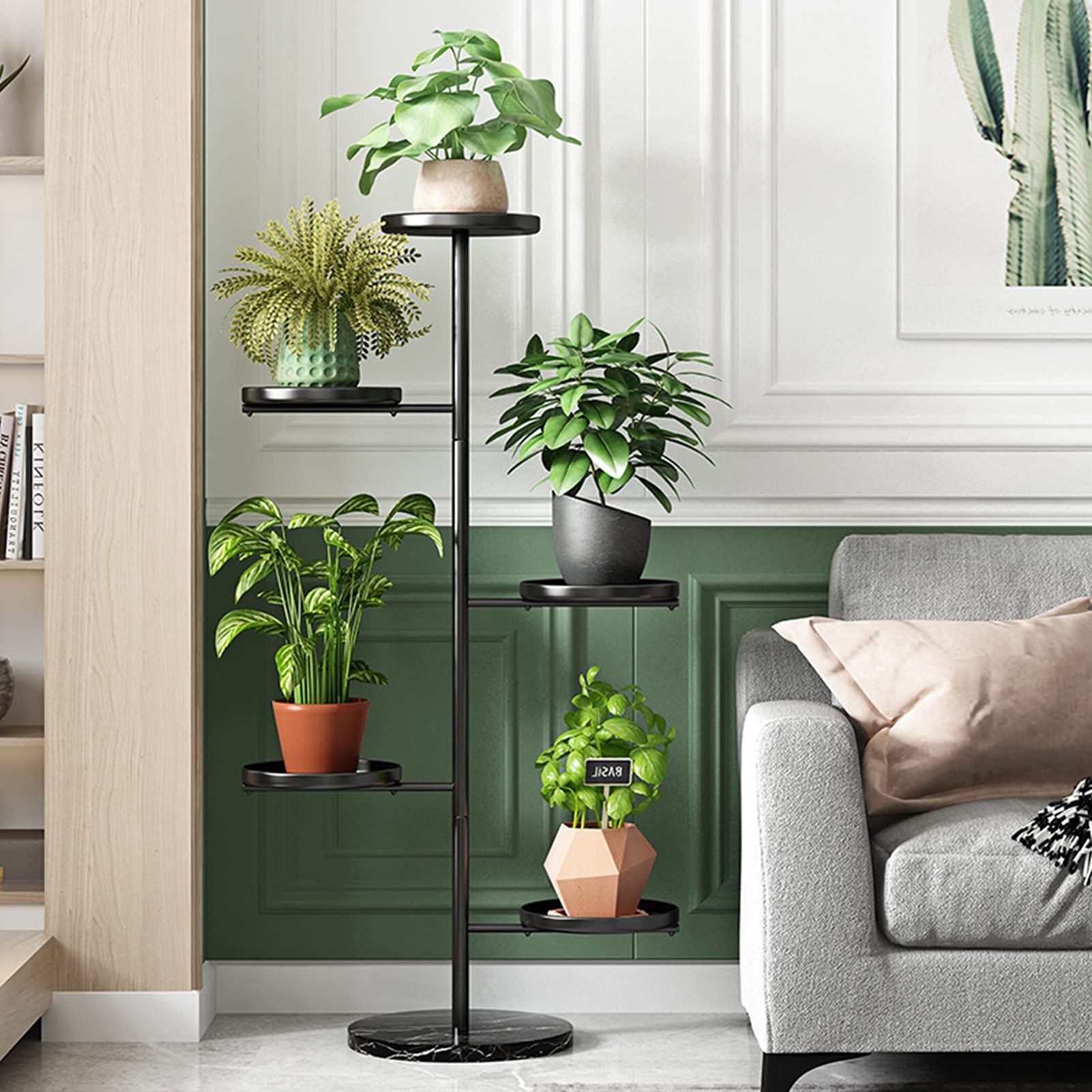 Amazon : Kinkota Tall Plant Stand Indoor, 5 Tier Metal Plant Stand For  Multiple Plants, Modern Multi Tiered Corner Flower Pot Shelf For Home  Office Outdoor : Patio, Lawn & Garden With Regard To 2020 Tall Plant Stands (View 8 of 15)