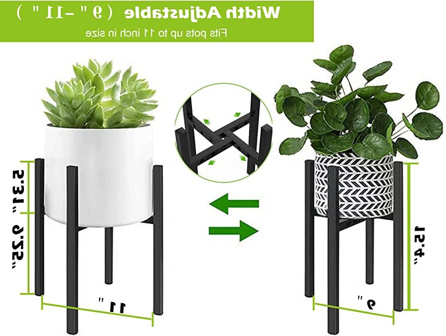 Amazon: Yfeen Plant Pot Holder Adjustable Plant Stand( 8 To 11in) Metal  Mid Century Modern Pot Plant Stand Indoor Outdoor Pot Stand (15.5inches In  Height) Without Pot & Plant : Patio, Lawn With Regard To Trendy  (View 3 of 15)
