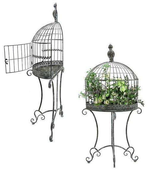 Ancient Grey Plant Stands Intended For Current Wall Half Cage Plant Stands (set Of 2) – Antique Gray Only $ (View 12 of 15)