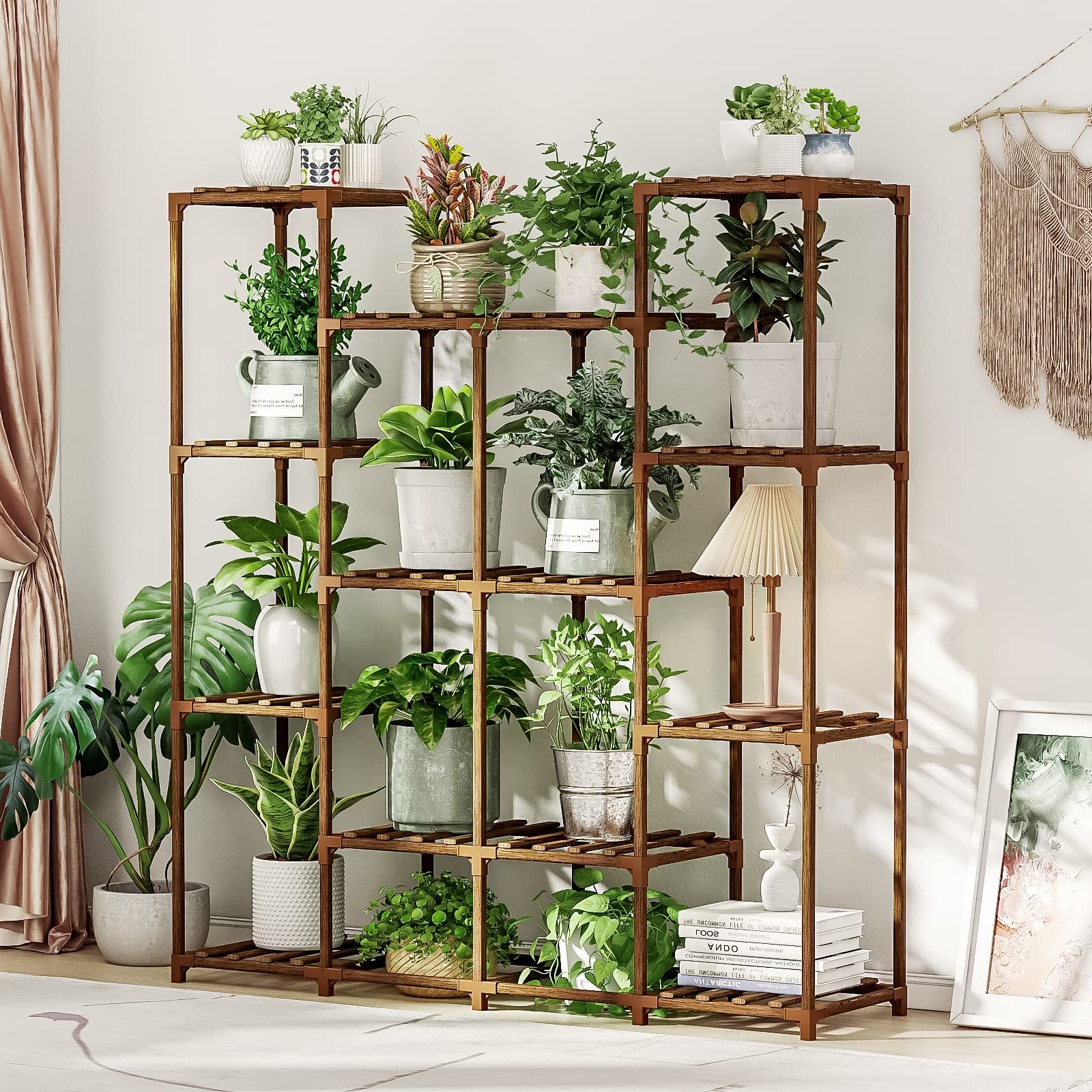 Bamworld Plant Stand Indoor Plant Shelf Tall Plant Stands 14 Potted Outdoor Plant  Stand Indoor Plant Rack For Garden Balcony Patio Window Living Room Pertaining To Trendy Indoor Plant Stands (View 4 of 15)