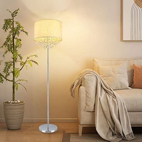 Best And Newest Chrome Standing Lamps With Dinglilighting Dllt Crystal Floor Lamp For Living Room Modern Standing Lamp  For Bedroom, Chrome Finish 64” (View 1 of 15)
