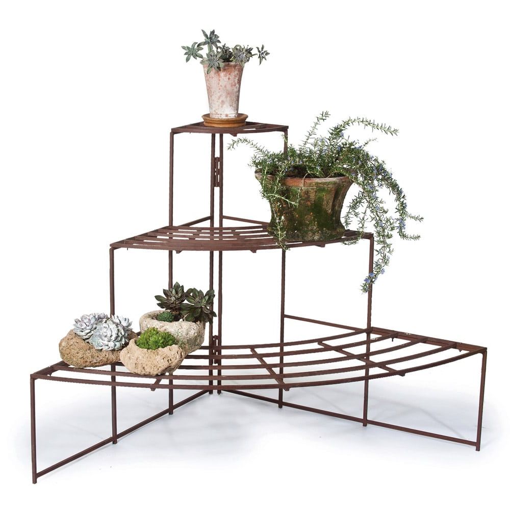 Best And Newest Iron Plant Stand  1/4 Round – Campo De' Fiori – Naturally Mossed Terra  Cotta Planters, Carved Stone, Forged Iron, Cast Bronze, Distinctive  Lighting, Zinc And More For Your Home And Garden (View 5 of 15)
