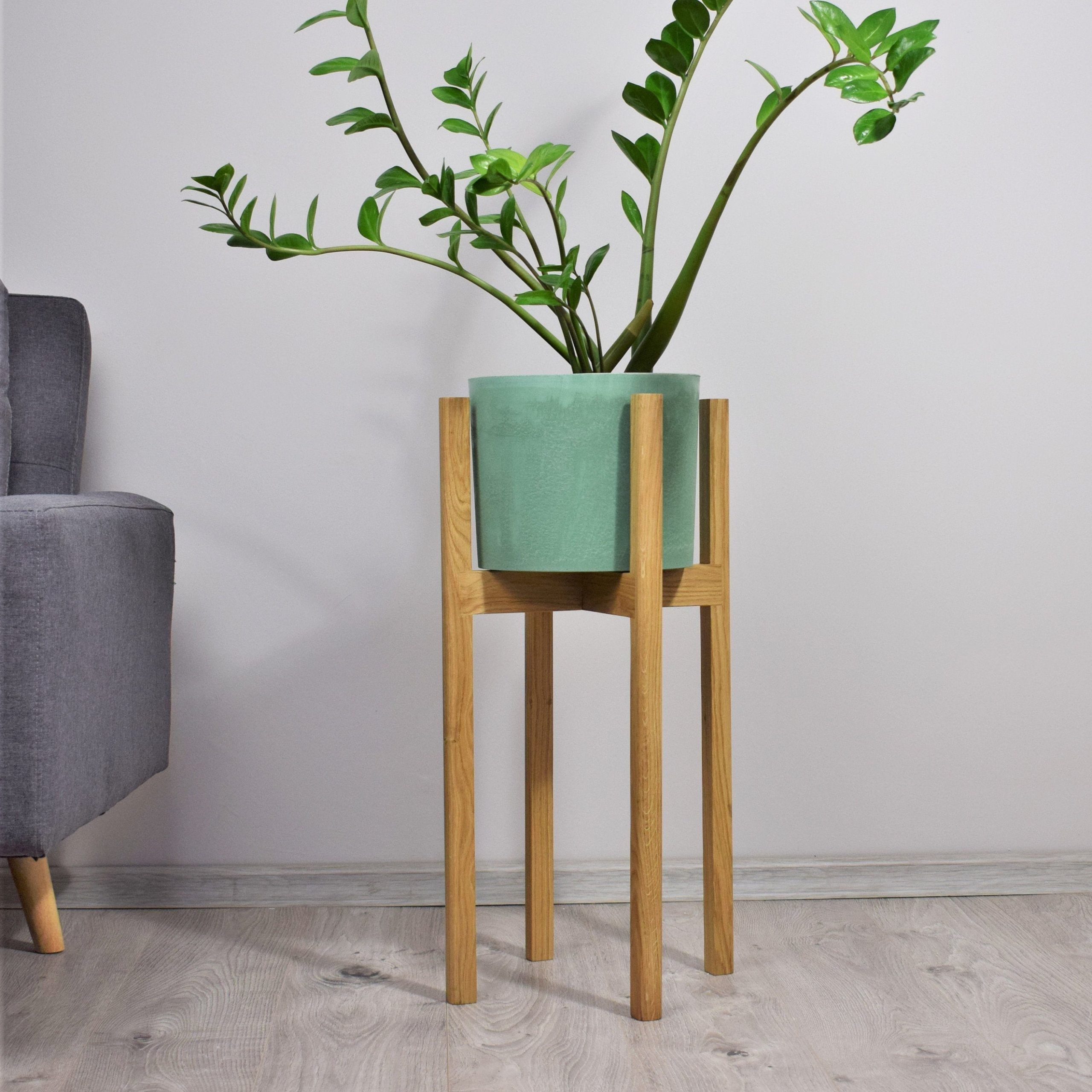 Best And Newest Oak Plant Stands Inside Tall Plant Stands Made Of Natural Oak Wood (View 3 of 15)