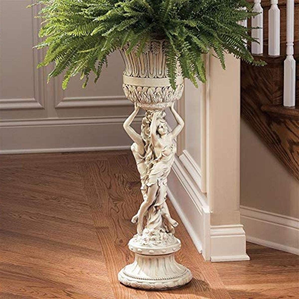 Best And Newest Pedestal Plant Stands Intended For Design Toscano Ky9055 Les Filles Joyeuses Pedestal Column Plant Stand With  Urn, Polyresin, Antique Stone, 91.5 Cm : Amazon.co (View 15 of 15)