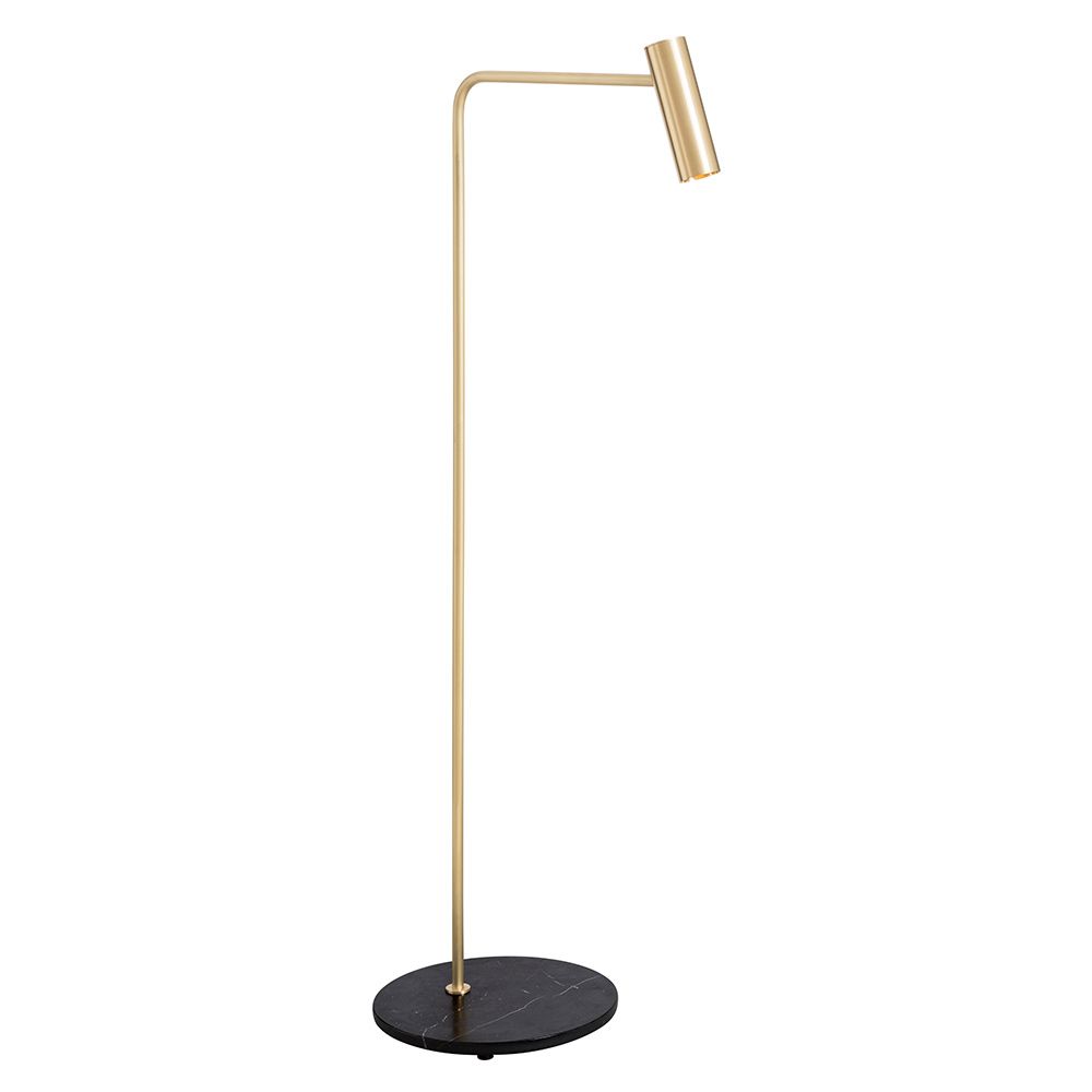 Best And Newest Satin Brass Standing Lamps For Heron Floor Lamp – Satin Brass, Black Marble Base – Rouse Home (View 8 of 15)