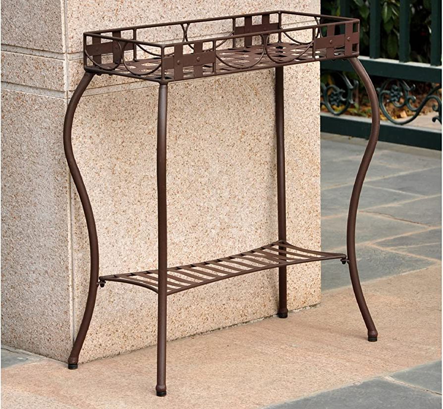 Brown Metal Plant Stands Within Widely Used Santa Fe Iron Rectangular Plant Stand (matte Brown) (30"h X 24"w X 11"d) (View 7 of 15)