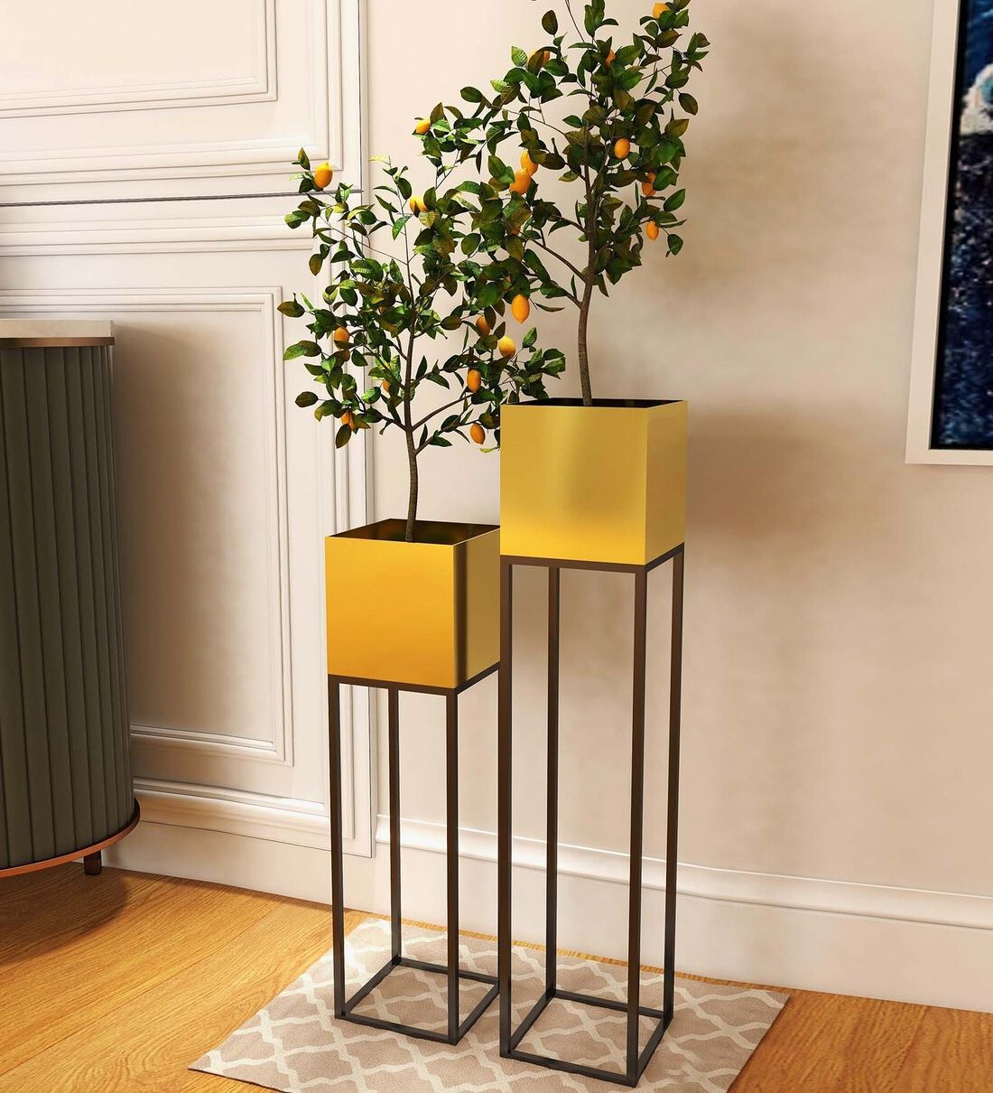 Buy Black & Gold Metal Rectangular Planter Stand, Set Of 2havanto  Online – Metal Planter Stands – Pots & Planters – Home Decor – Pepperfry  Product Pertaining To Favorite Rectangular Plant Stands (View 9 of 15)