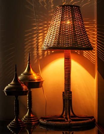 Buy Crafty Nation "woven Gold" Premium Handmade Natural Bamboo Cane Table  Lamp With Shade (View 12 of 15)