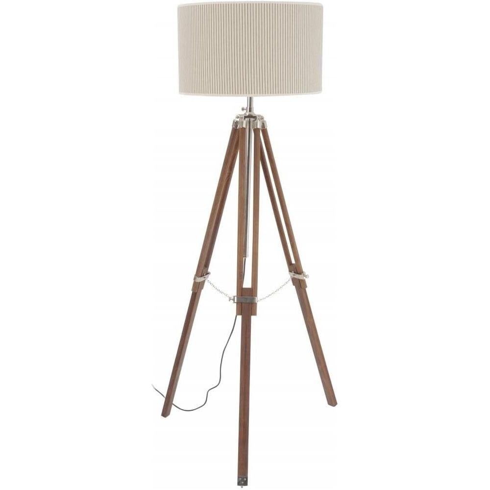 Buy Libra Natural Wood And Nickel Tripod Floor Lamp From Fusion Living Pertaining To Preferred Tripod Standing Lamps (View 8 of 15)