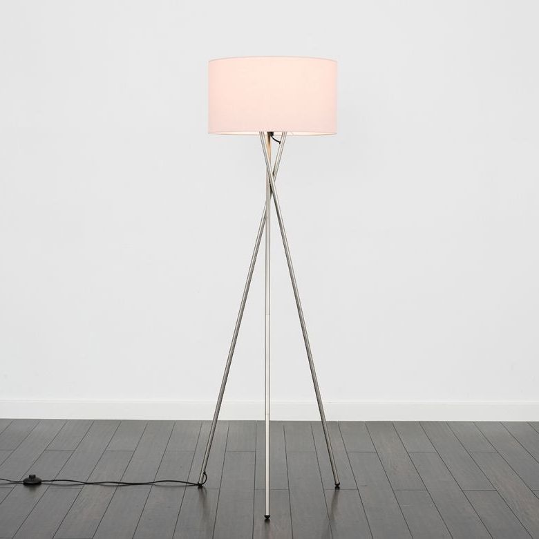 Camden Chrome Floor Lamp Dusty Pink Shade (View 15 of 15)