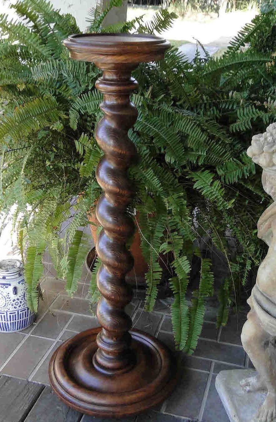 Carved Plant Stands In Preferred Tall Antique French Carved Oak Barley Twist Pedestal Plant Stand Bronze  Display (View 12 of 15)
