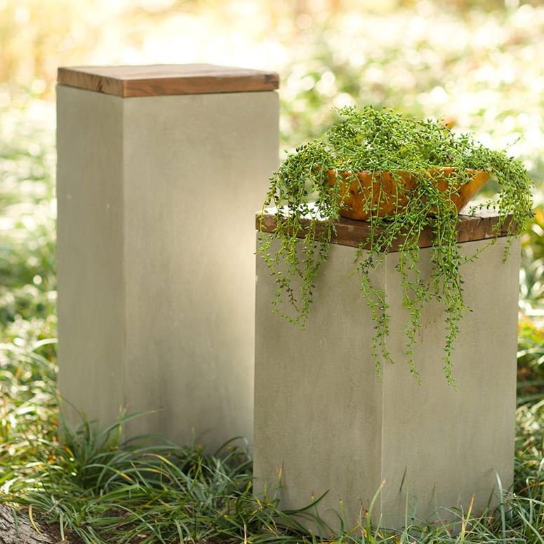 Cement And Reclaimed Wood Box Plant Stands (View 8 of 15)