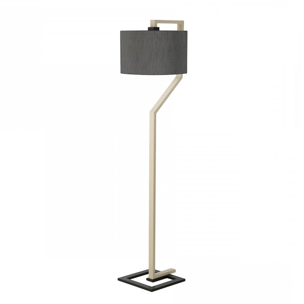 Charcoal Grey Standing Lamps Within Best And Newest Modern Cream And Grey Floor Standing Lamp Dark Grey Faux Silk Shade (View 4 of 15)