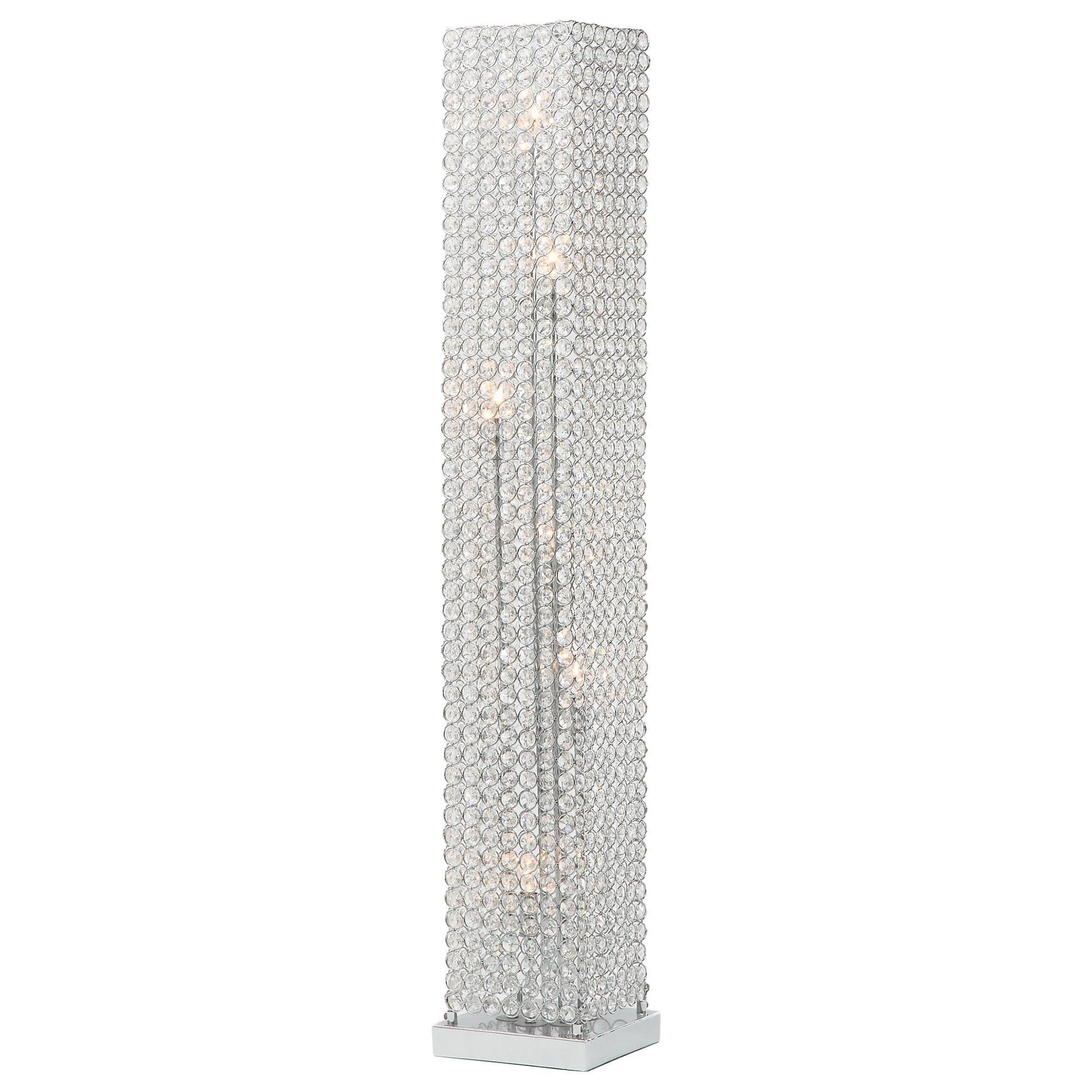 Chrome Crystal Tower Standing Lamps Pertaining To Latest Anthony California 49" Crystal Tower Floor Lamp In Chrome (View 1 of 15)