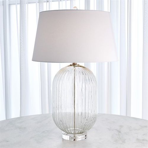 Clear Glass Standing Lamps With Regard To Well Known Clear Glass Ribbed Barrel Lamp (View 1 of 15)