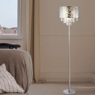 Crystal Floor Lamp Chrome Tall Standing Lamp For Bedroom Living Room –  Overstock – 36073328 Regarding Famous Chrome Standing Lamps (View 14 of 15)