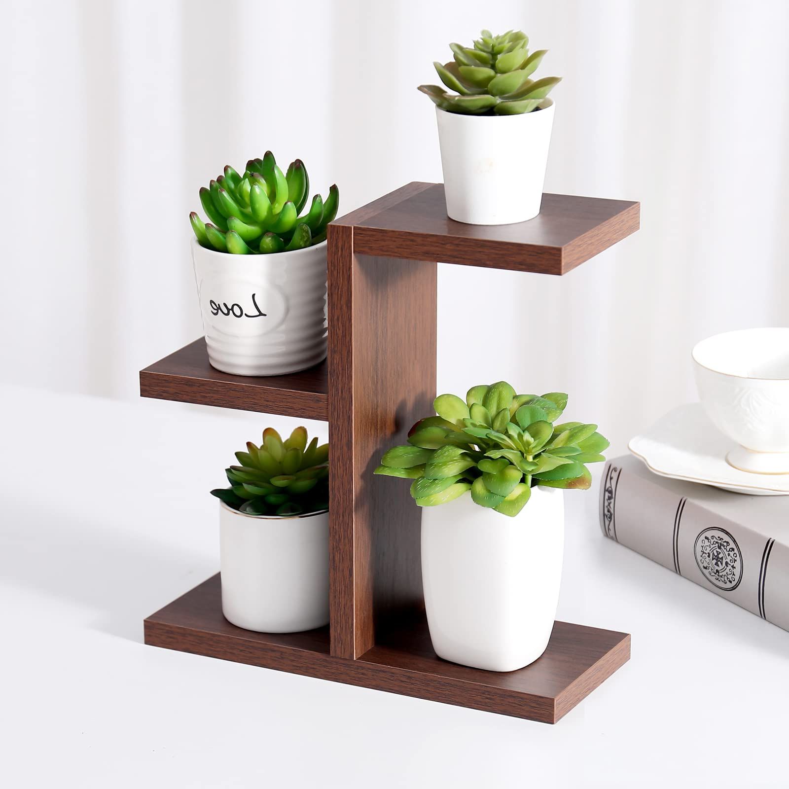 Current Amazon : Welland Wood Desk Plant Stand, Indoor Small Windowsill Plant  Shelf, Tiered Planter Holder Table Top Display Rack For Succulent Flower  Herb Living Room Office Decoration (plant & Pot Not Included) : Intended For Particle Board Plant Stands (View 8 of 15)