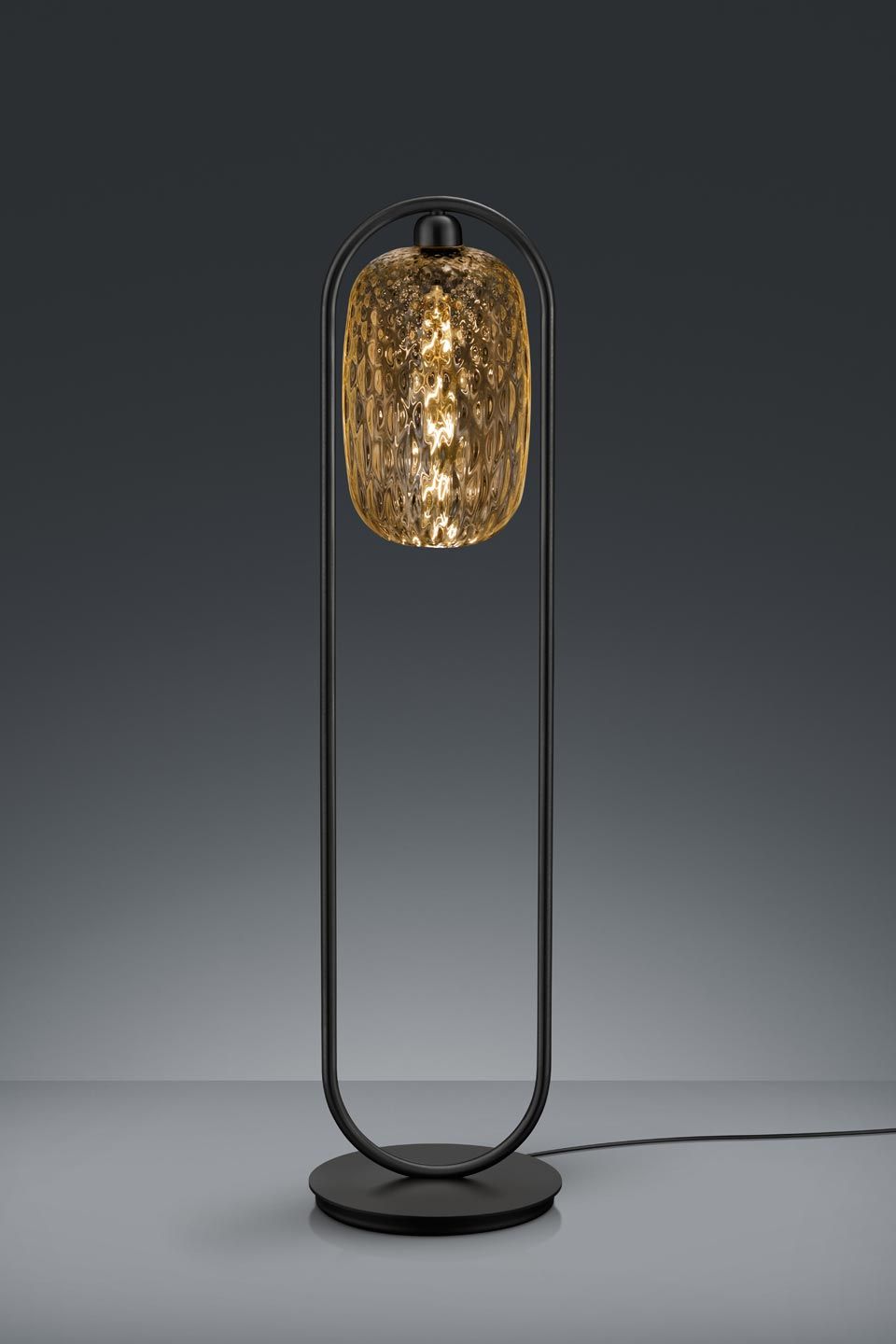 Current Black Metal Standing Lamps Pertaining To Black Floor Lamp And Amber Carved Glass, Exists In Clear Glass And Golden  Metal: Baulmann Leuchten Luxury Lightings Made In Germany – Réf (View 7 of 15)