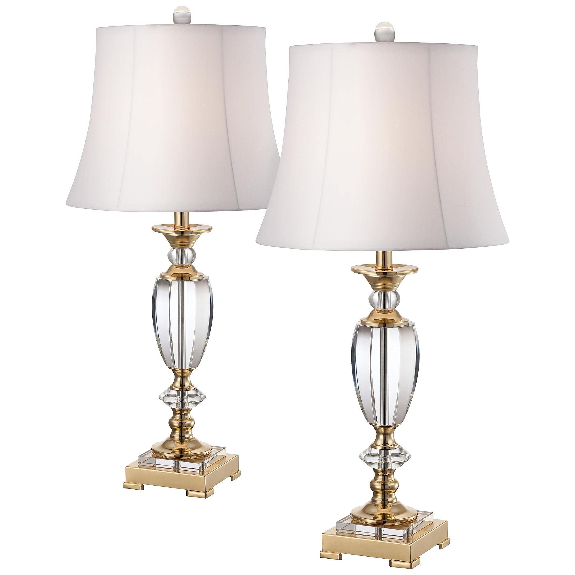 Current Wide Crystal Standing Lamps Inside Vienna Full Spectrum Traditional Table Lamps 28 3/4" Tall Set Of 2 Brass  Clear Faceted Crystal White Fabric Bell Shade Decor For Living Room Bedroom  House Bedside Nightstand Home Office Family – – Amazon (View 15 of 15)