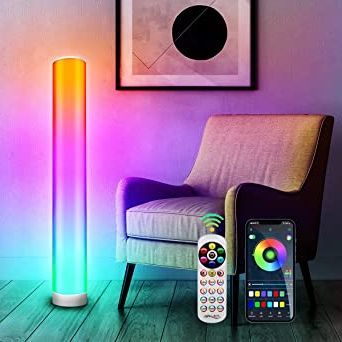 Cylinder Standing Lamps Intended For Well Liked Led Floor Lamp, Cgn Standing Lights 3.41ft Cylinder Rgb Floor Lamps With  Smart App And Remote Control 104cm Tall Lamps For Living Room, Bedroom,  Office : Amazon.co (View 6 of 15)