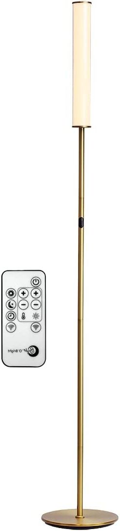 Cylinder Standing Lamps Pertaining To Most Popular O'bright Led Cylinder Floor Lamp With Remote Control, Full Range Dimming,  Adjustable Color Temperature 3000k 6000k, Minimalist Standing Lamps For  Living Room, Bedrooms And Office, Antique Brass : Amazon (View 15 of 15)