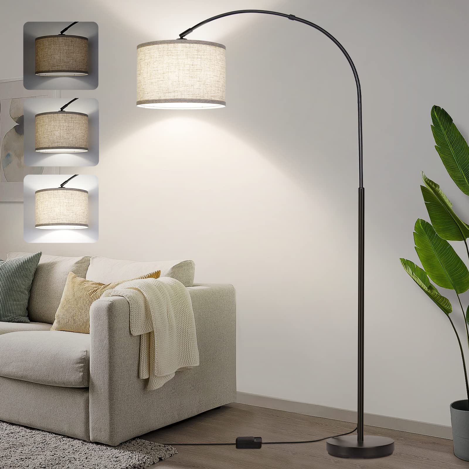 Dimmable Floor Lamp, Arc Floor Lamp With Dimmer, Black Standing Lamp With  Adjustable Hanging Shade, Over For Well Known Arc Standing Lamps (View 15 of 15)