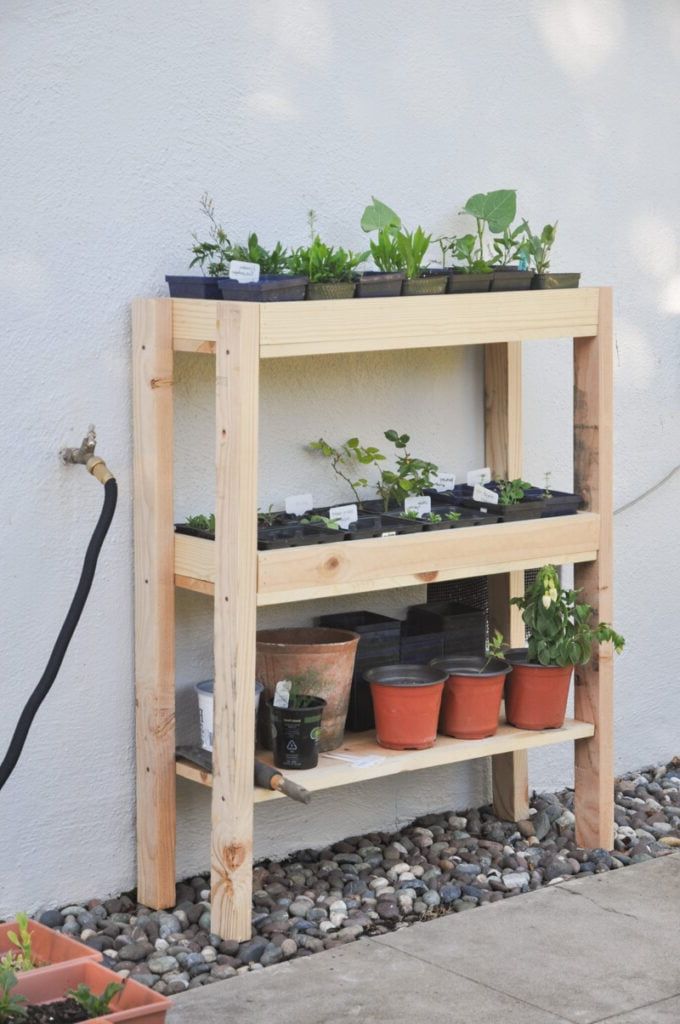 Diy Outdoor Plant Shelf – Hydrangea Treehouse Within Most Recently Released Outdoor Plant Stands (View 4 of 15)
