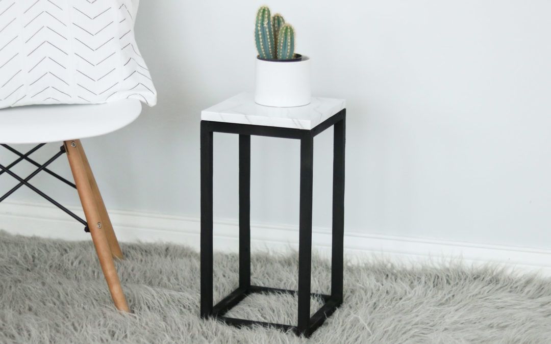Diy Plant Stand + Easy Faux Marble Effect! – Lily Ardor Inside Well Known Marble Plant Stands (View 2 of 15)