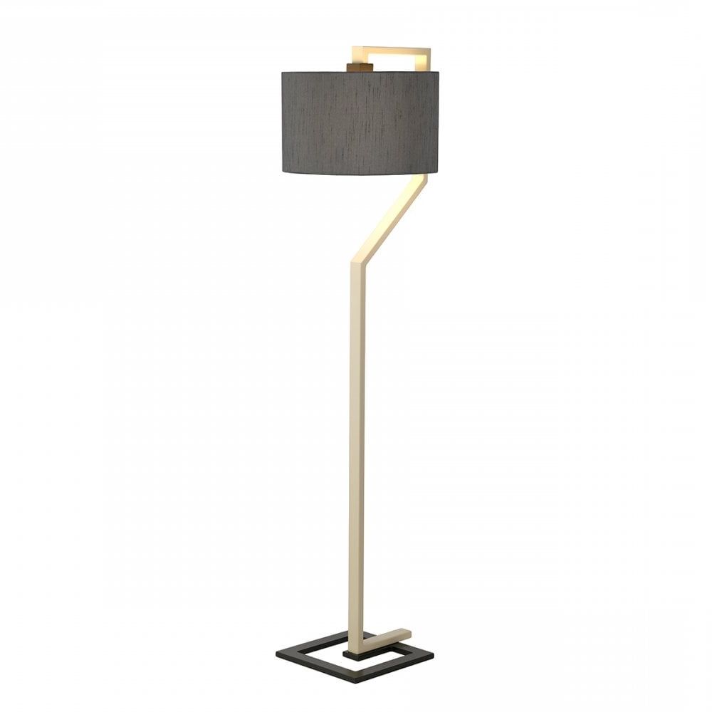 Elstead Lighting Axios Fl Grey Axios Single Light Floor Lamp In Cream And  Dark Grey Finish Complete With Grey Shade N11507 – Indoor Lighting From  Castlegate Lights Uk Inside Well Known Grey Shade Standing Lamps (View 1 of 15)