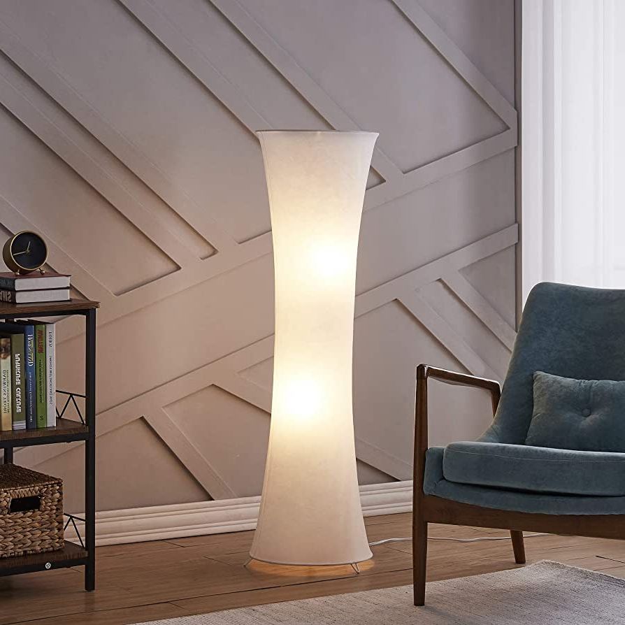 Fabric Standing Lamps Throughout Current Floor Lamp For Living Room Bedrooms, Contemporary Floor Lamps With White  Cloth Fabric Shade, Soft Standing Light Corner Lighting – – Amazon (View 1 of 15)