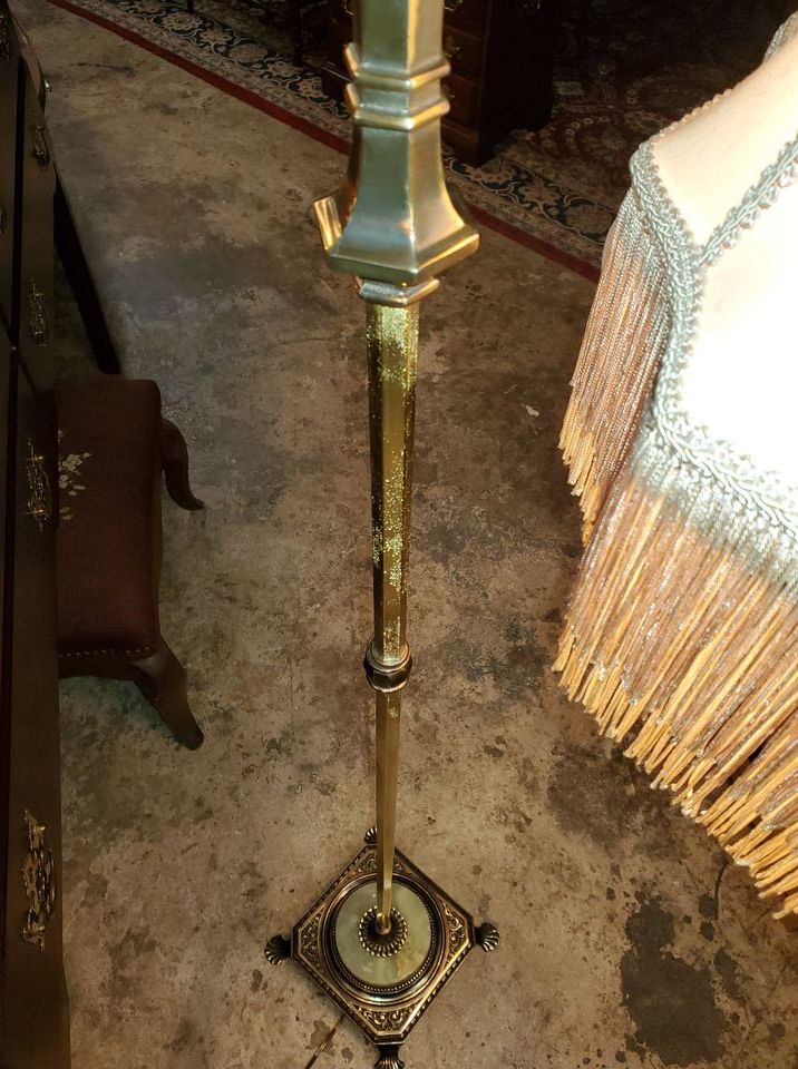 Fashionable Antique Brass Standing Lamps In Beautiful Antique Brass Floor Lamp – Heavy W/ Marble Base – Elegant! – Long  Valley Traders (View 11 of 15)