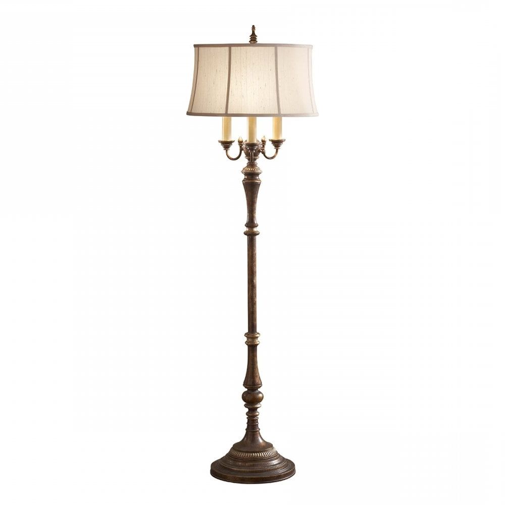 Fashionable Candelabra Floor Lamp In Crackle Brown With Shade (View 5 of 15)