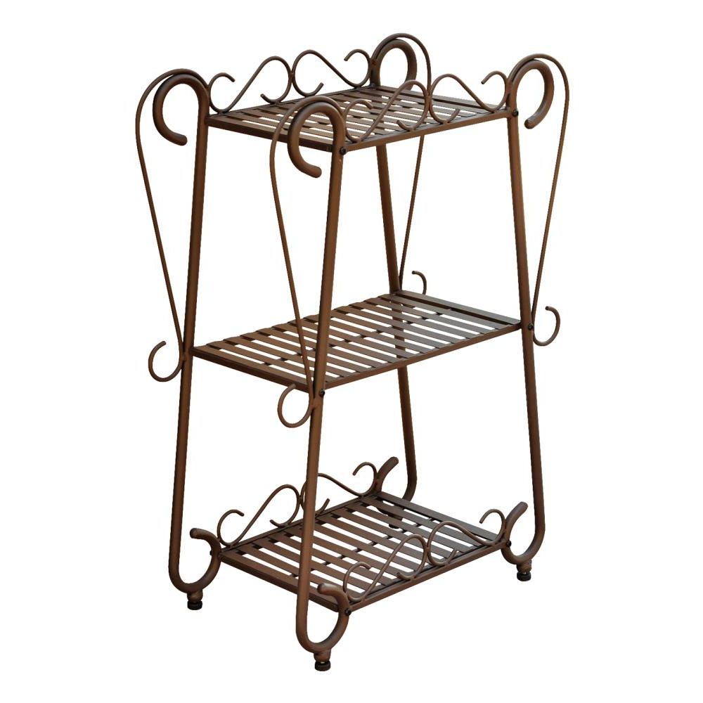 Fashionable International Caravan Santa Fe 31 In H X 23 In W Rustic Brown Outdoor  Rectangular Wrought Iron Plant Stand In The Plant Stands Department At  Lowes Throughout Brown Metal Plant Stands (View 12 of 15)