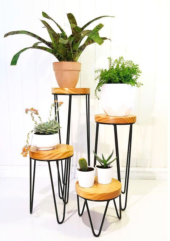 Fashionable Plant Stands With Side Table Within Haripin Leg Plant Stand Metal Plant Stand Plant Stand (View 9 of 15)