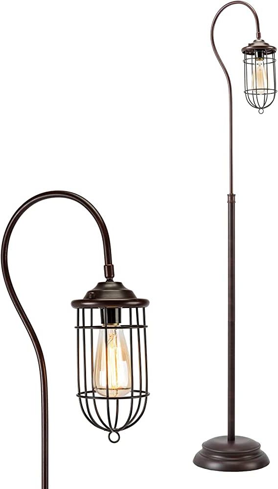 Fashionable Vonluce Rustic 62 Inch Floor Lamp, Adjustable Lantern Lamp Head, 100w  Industrial Farmhouse Standing Light, Nautical Vintage Brown Edison Stand  Lamp With Antique Metal Shade For Living Room Bedroom Pertaining To 62 Inch Standing Lamps (View 5 of 15)