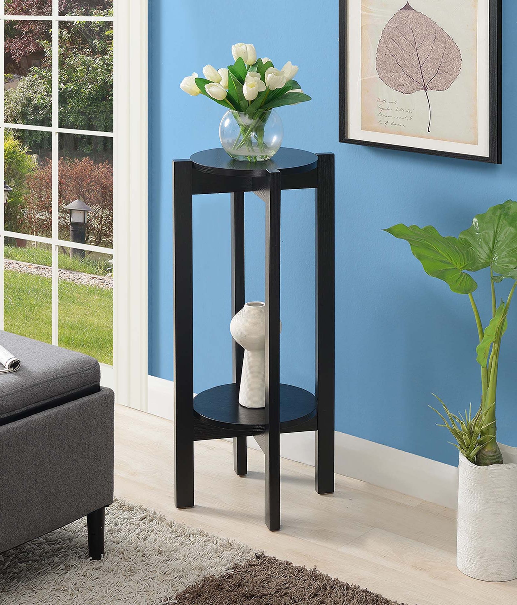 Favorite Deluxe Plant Stands In Convenience Concepts Newport Deluxe 2 Tier Plant Stand, Black – Walmart (View 6 of 15)